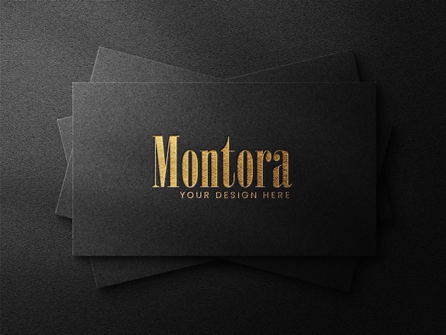 Luxury logo mockup on black business card  and dark background