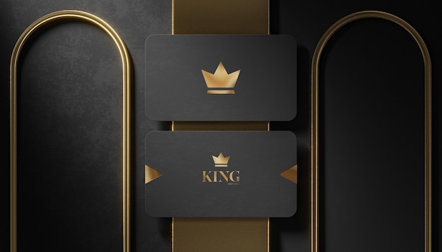 PSD luxury logo mockup on black business card