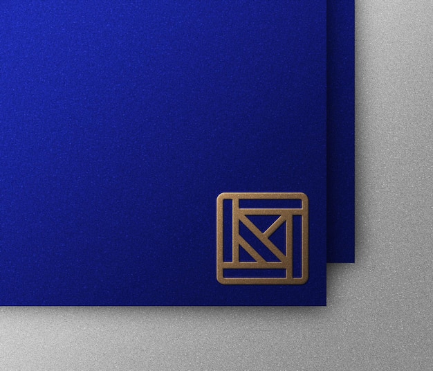 Luxury logo mockup on blue paper