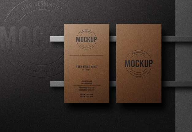 PSD luxury logo mockup on business card  with letterpress effect