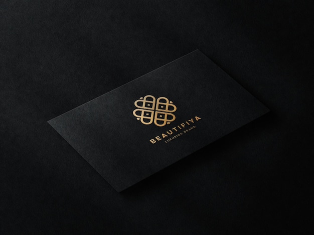 luxury logo mockup on business card with shadow overlay