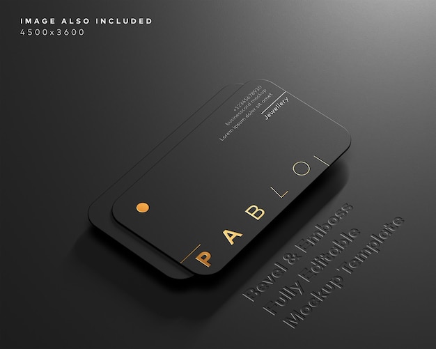 PSD luxury logo mockup on dark business card with gold and silver effect