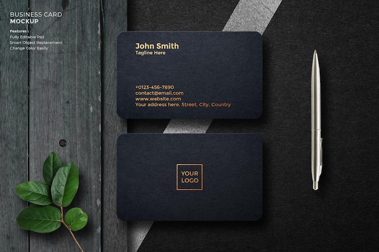 Luxury logo mockup design in 3d rendering on black business card