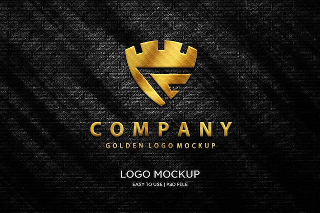 Luxury logo mockup gold 3D on wall