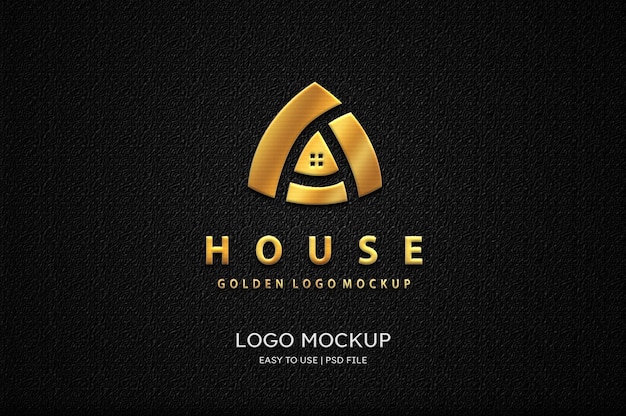 PSD luxury logo mockup gold on black paper