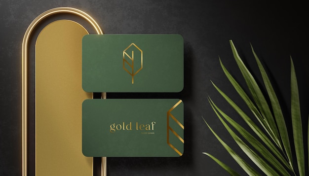 PSD luxury logo mockup on green business card