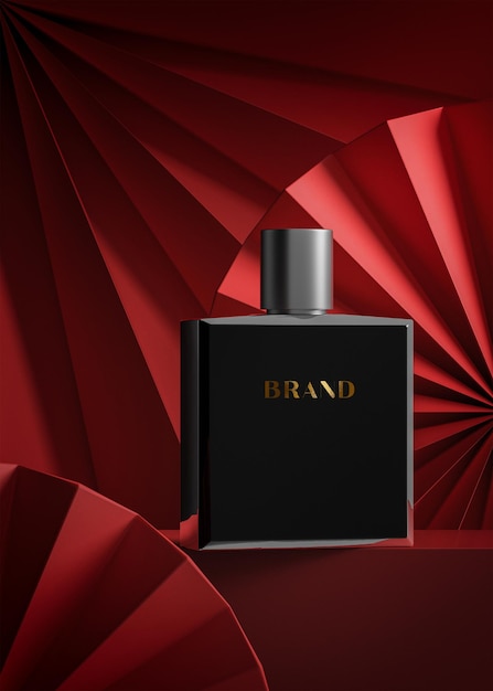 Mockup di logo di lusso sulla bottiglia di profumo