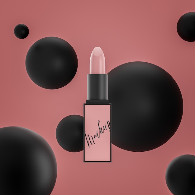 핑크 립스틱의 럭셔리 로고 모형