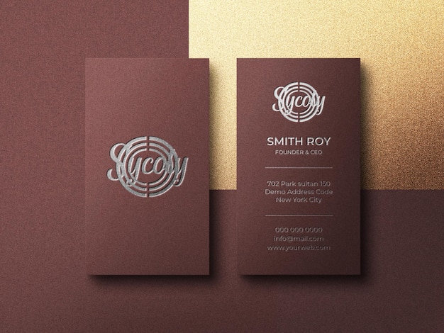 Luxury logo mockup on vertical business card