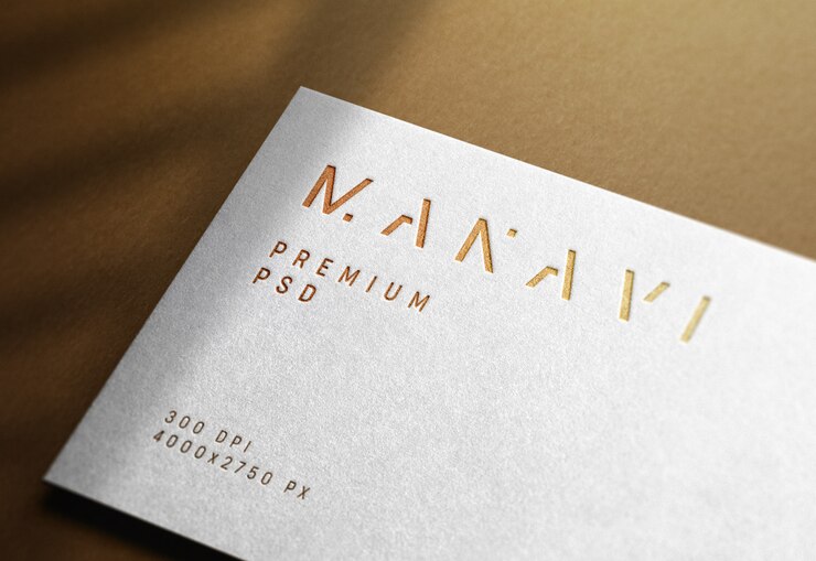 PSD luxury logo mockup on white business card