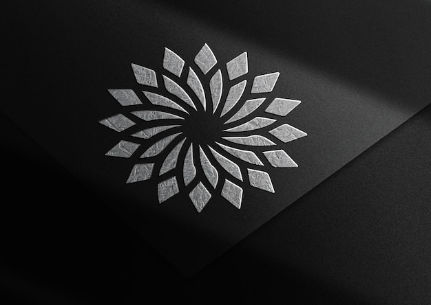 Luxury lotus silver plate paper embossed mockup