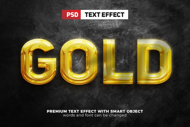 Luquid gold 3d effetto testo modificabile di lusso mock up