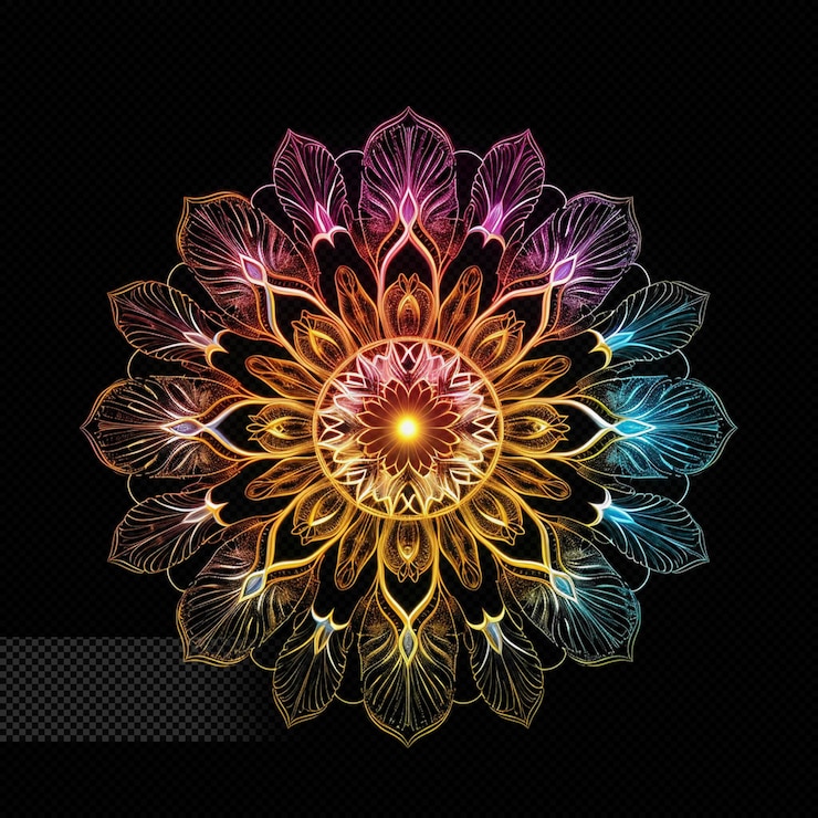 PSD luxury mandala light effect transparent background