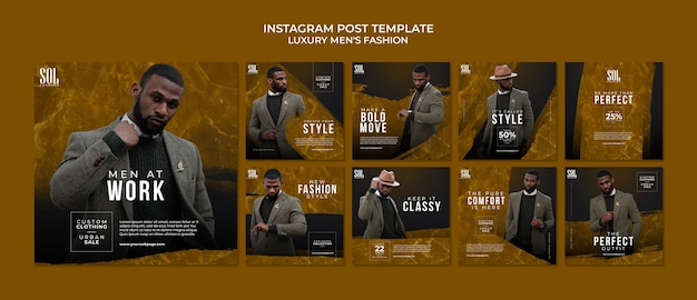 PSD post instagram di moda maschile di lusso