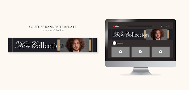 Luxury men's fashion youtube banner template