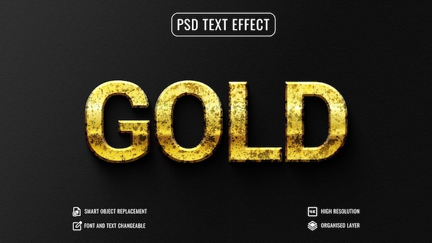 고급 금속 글꼴 스타일 모형 빛나는 금 편집 가능한 3d 텍스트 효과 PSD