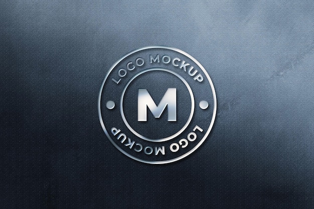 PSD luxury metal logo mockup