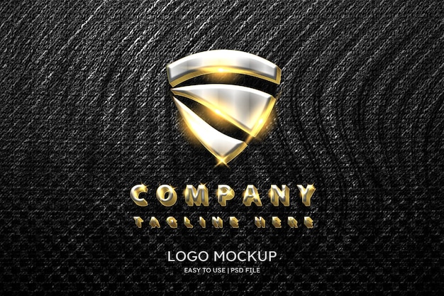 Luxury metallic wall logo mockup