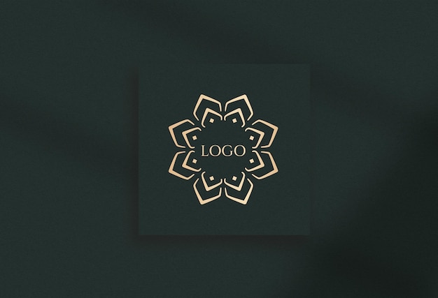 luxury mockup on green paper with golden color logo