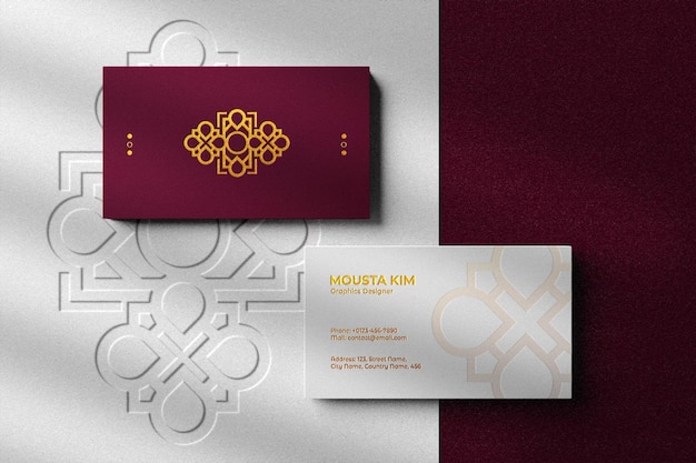 PSD luxury and modern business card with embossed logo mockup