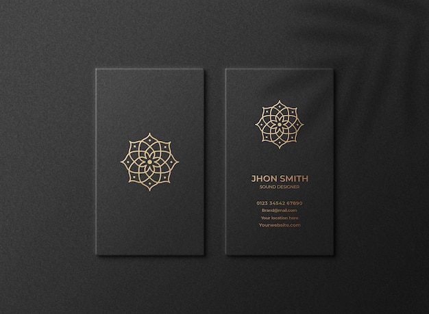 Luxury and modern logo mockup on black vertical business card