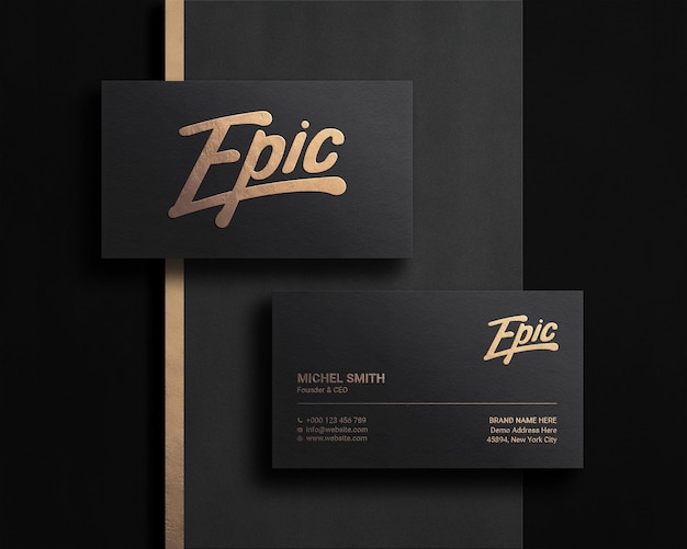 PSD luxury and modern logo mockup on dark business card