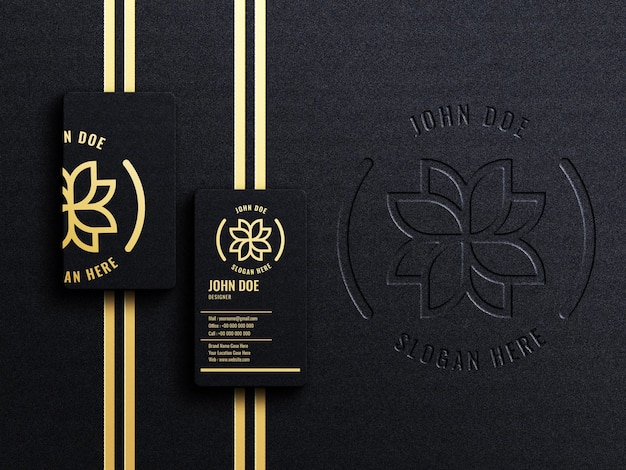 PSD luxury and modern logo mockup on vertical business card