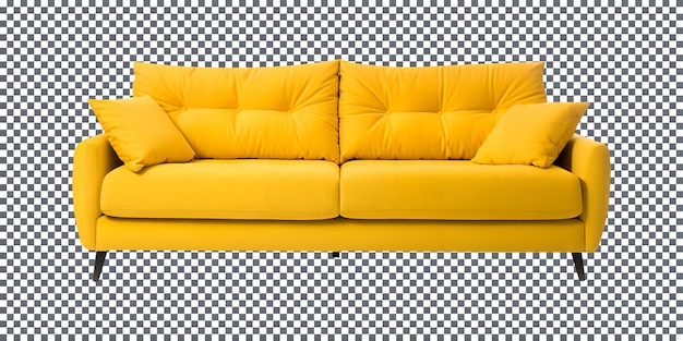 Luxury modern yellow sofa isolated on a transparent background