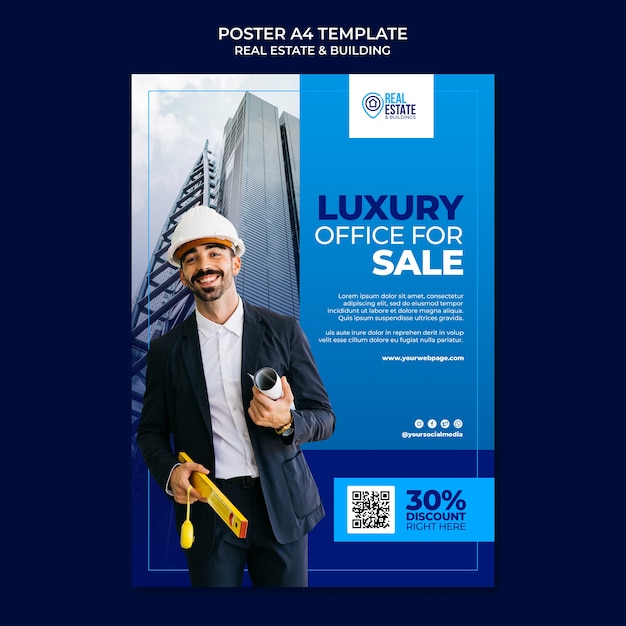 PSD luxury office for sale poster template