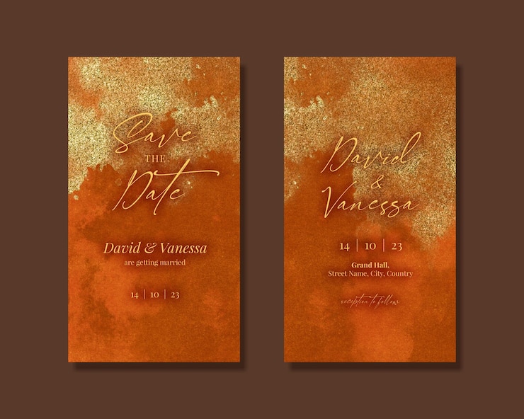 PSD luxury orange instagram wedding stories