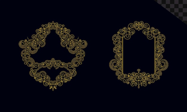 Luxury ornament frame set on transparent background