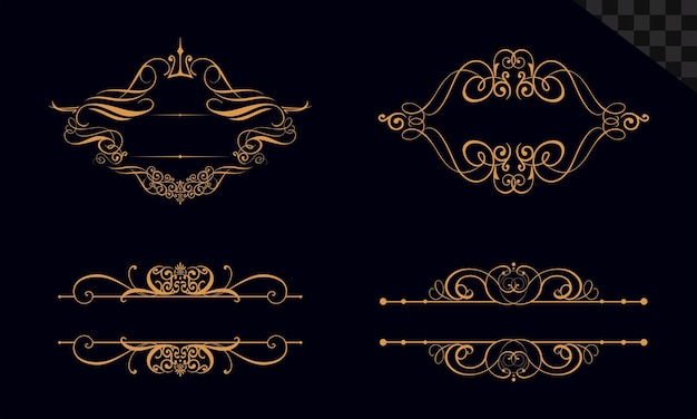 Luxury ornamental design collection on transparent background