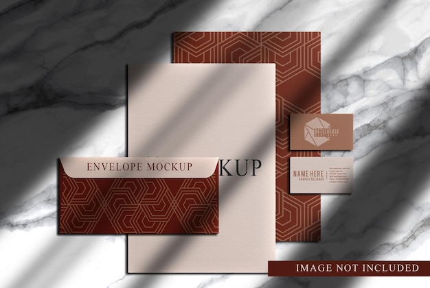 PSD luxury paper and business card mockup