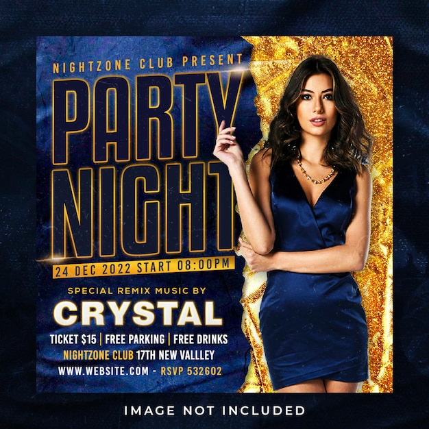 PSD luxury party night flyer banner post template