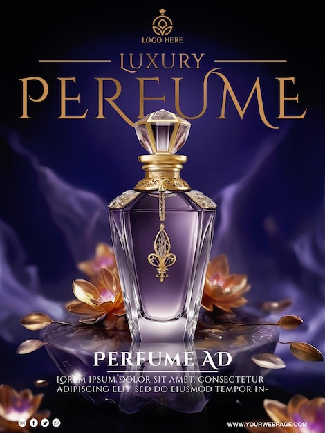 PSD luxury perfume poster design template