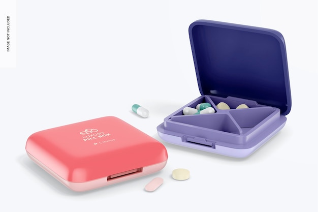 Luxury Pill Box Mockup, Opened and Closed