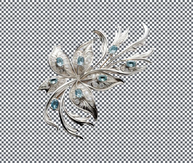 Luxury platinum brooch ring isolated on transparent background