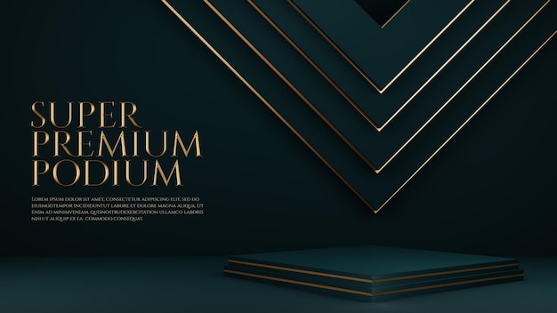 PSD luxury premium podium with gold geometric element