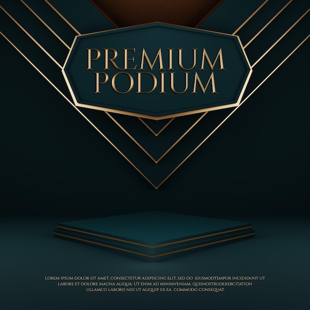 PSD luxury premium podio con elementi geometrici oro