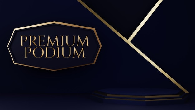 PSD luxury premium podio con elementi geometrici oro