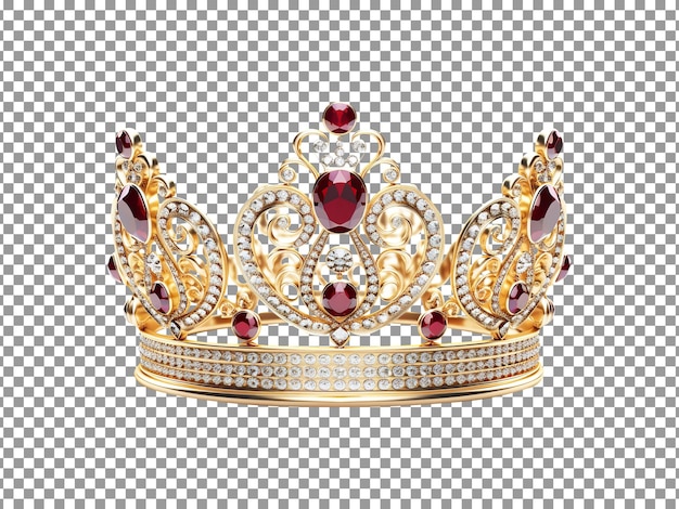 PSD luxury queen crown with beautiful jewels isolated on transparent background