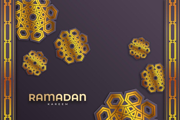 PSD luxury ramadan kareem background design with golden ornaments