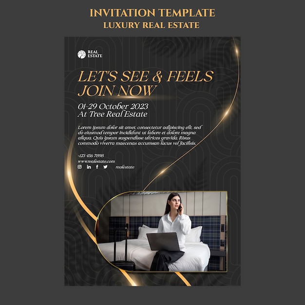 PSD luxury real estate invitation template