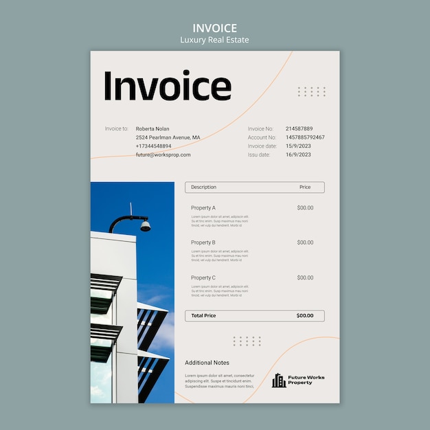 PSD luxury real estate invoice template