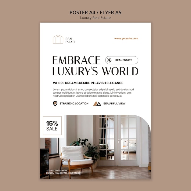 PSD luxury real estate poster template