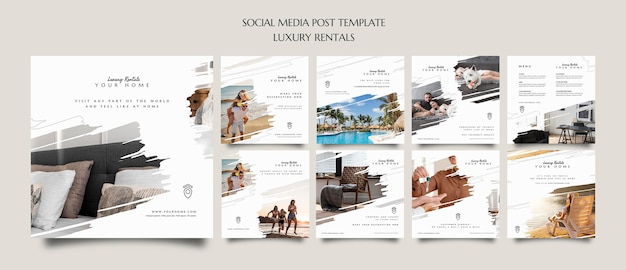 PSD luxury rental instagram posts set