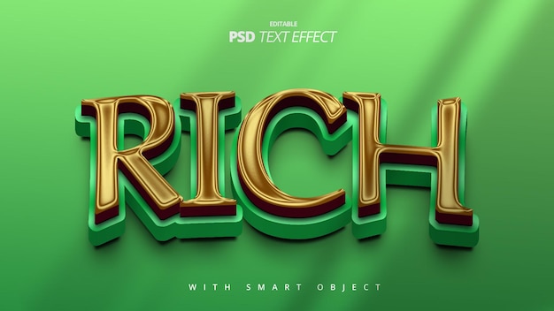 Luxury rich green gold text effect template design