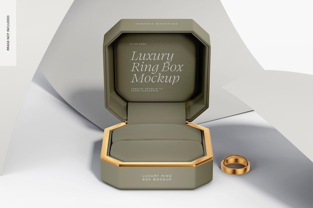 Luxury ring box mockup, opened