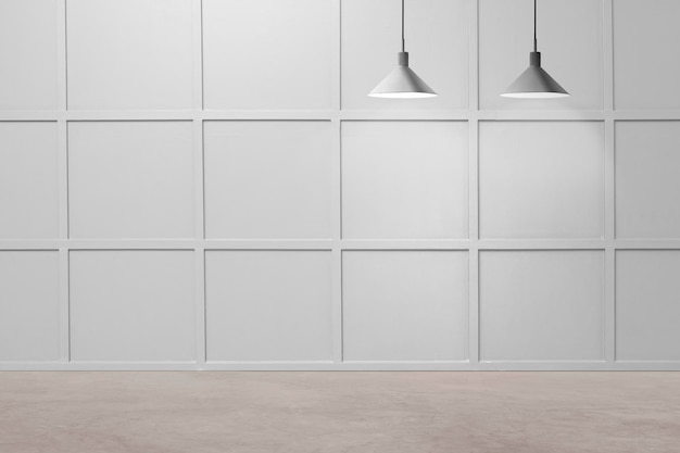 Luxury room wall mockup psd with ceiling lamps