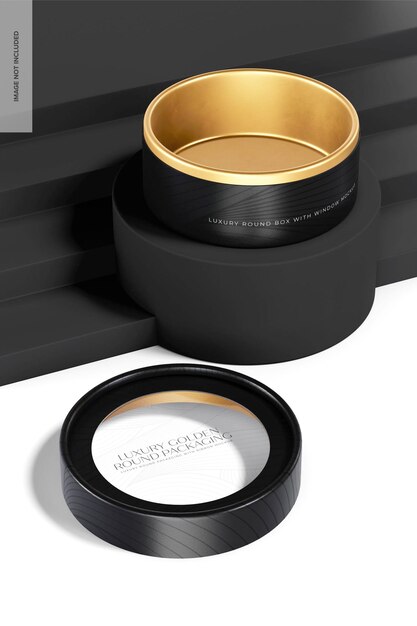 PSD luxury round box with window mockup